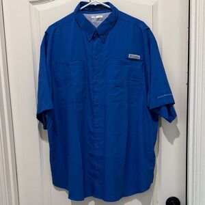 Columbia PFG Tamiami II Men’s XL Short Sleeve Fishing Shirt – Blue | Omni-Shade